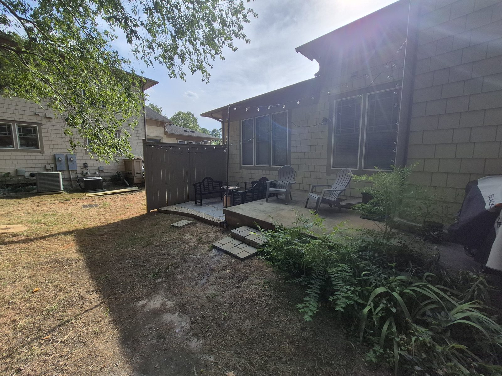 Patio area cleared and assessed for the new garden layout
